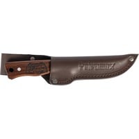 Bushcraft Messer 10,5cm Griff aus Walnussholz, mit Ledertasche