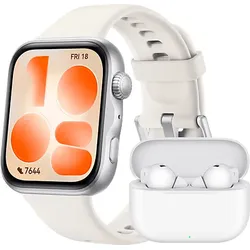 HUAWEI WATCH FIT 5 + FreeBuds SE 4 Weiß Smartwatch und Kopfhörer Fluorelastomer, 130-210 mm, White