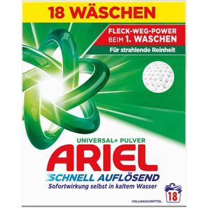 Ariel Waschmittel Universal+, Vollwaschmittel, Pulver, schnell auflösend, 0,9 kg Waschladungen 18