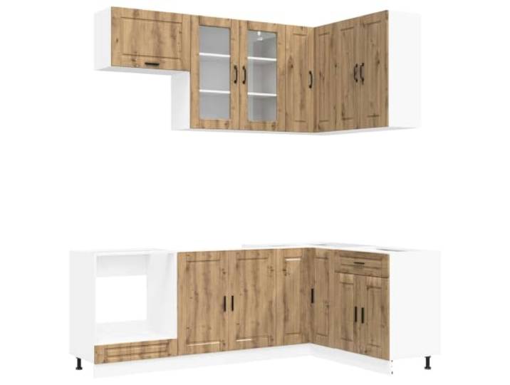 IBUQDDV Kücheneinheit Porto 8 STK. Artisan-Eiche Holzwerkstoff Moderne Küchenzeile, verstellbare Füße, Wandbefestigung, nur Innenräume, pflegeleicht