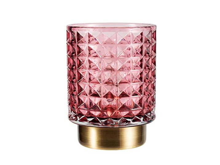 Pauleen 48132 Cute Glamour mobile Tischleuchte Glas Tischlampe Timerfunktion 6H Batterie Glaslampe ohne Kabel Rosa Glas/Metall