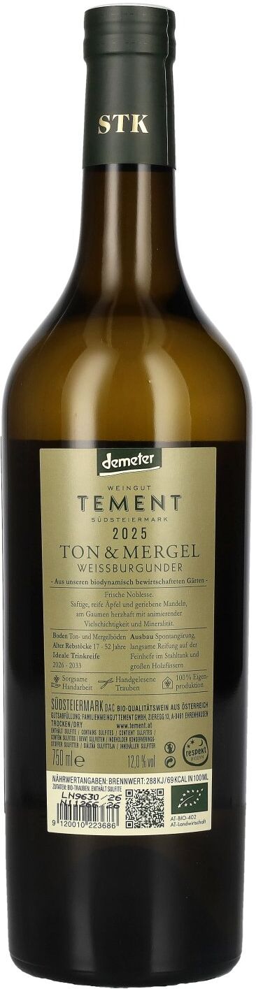 Tement Weissburgunder Ton & Mergel Südsteiermark DAC 2025 12% Vol. 0,75l