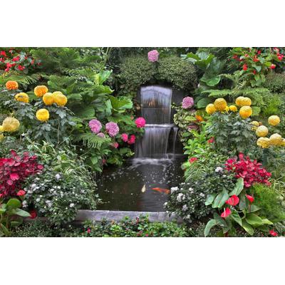Fototapete PAPERMOON "Kleiner Wasserfall in Garten", bunt, B:4,5m L:2,8m, Vlies, Tapeten