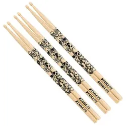 Tama 7A-S Drumsticks Totenkopf 3 Paar (Schlagzeug), Drumsticks + Schlägel, Schwarz, Braun