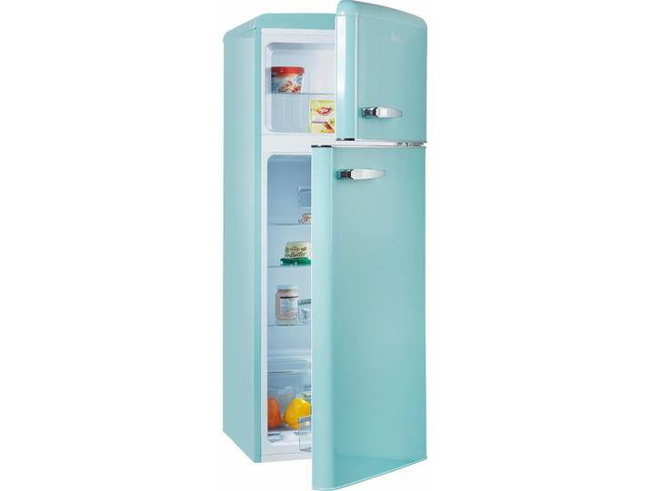 AMICA Kühl-/Gefrierkombination, Energieeffizienz: E, blau (türkisblau), B:55cm H:144cm T:61,5cm, Kühlschränke, Kühl-/Gefrierkombination, Topseller