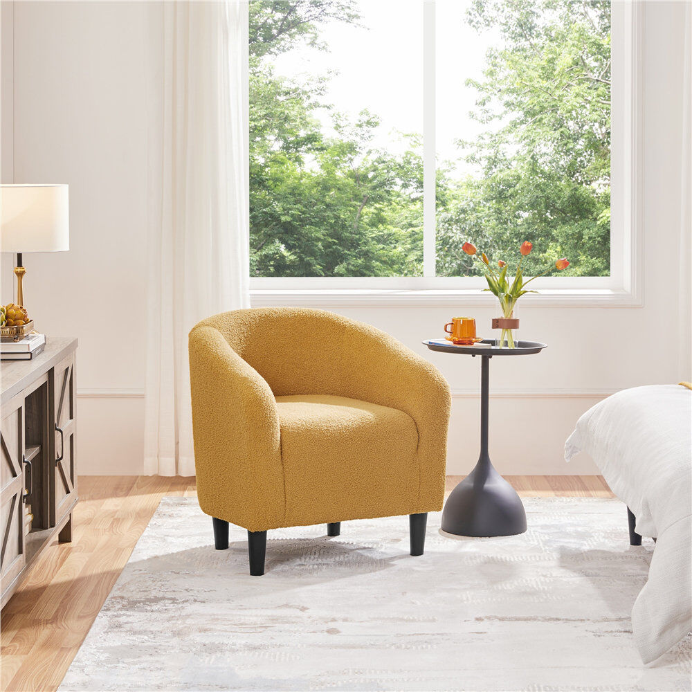 Yaheetech Boucle Club Chair Combining Contemporary and Traditional Design Mustard Yellow 73cm H X 70.5cm W X 65cm D
