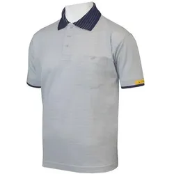 HB Schutzbekleidung, Arbeitsoberteil, ESD-Poloshirt CONDUCTEX Herren, grau/dunkelblau Brusttasche, XL (XL)