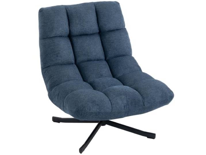 HOMCOM Sessel Drehbar Loungesessel mit Breiter Sitzfläche Dunkelblau Gepolsterter Relaxsessel, Wasserabweisende Chenille-Optik, Gekreuzte Stahlbeine, Moderner Polsterstuhl