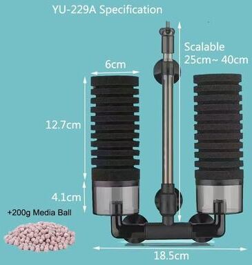 Inspired Finds Aquarium Sponge Filter With Air Pump Bio Filter For Clean & Healthy Fish Tanks yu 229 With Balls