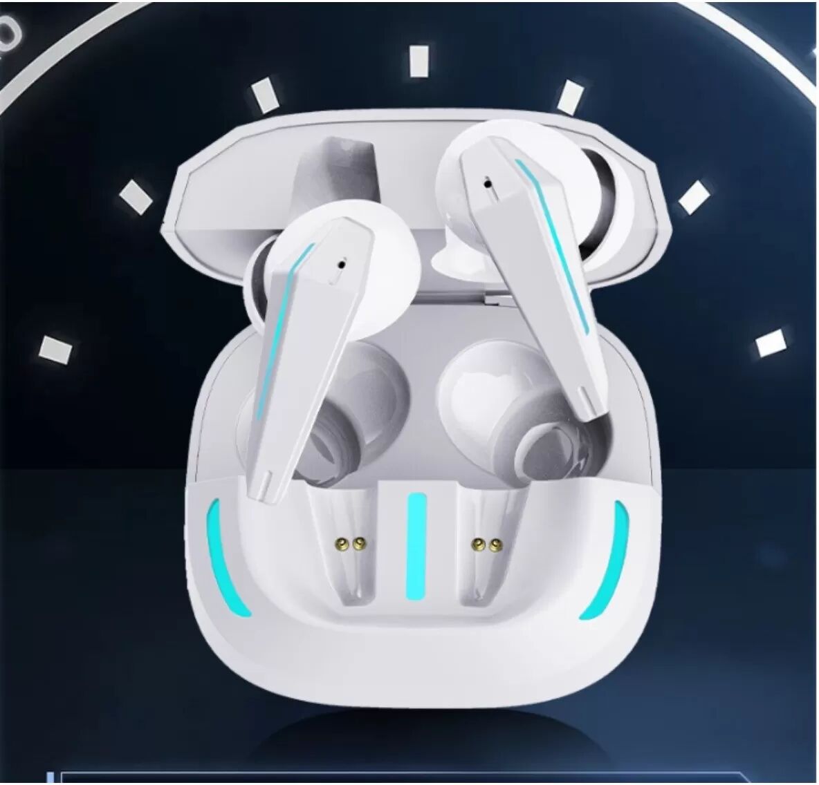 INF Mecha-Style Bluetooth In-Ear Gaming Ohrhörer – Low Latency, Touch-Steuerung, 650MAH Akku, Ergonomischer Secure-Fit Weiß