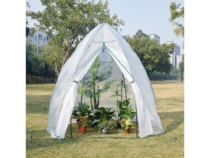 [en.casa] Gewächshaus Hunze Foliengewächshaus zur Anzucht Überwinterungszelt mit Reißverschluss Frühbeet PE-Plane Tomatengewächshaus Pflanzenschutz 200x240cm Weiß