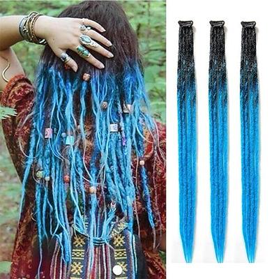 Dreadlock-Erweiterungen mit Clips 24 Zoll Ombre Clip in Dreads handgefertigt 3 Stück gehäkelte Loc-Erweiterungen