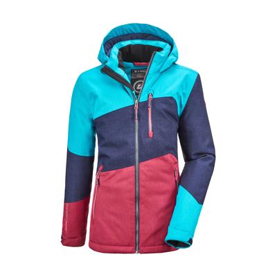 Outdoorjacke KILLTEC "Lynge GRLS JCKT B", Kinder, Gr. 116, blau (azur), Obermaterial: 100% Polyester.Futter: 100% Polyester.Füllung: 100% Polyester, Jacken Outdoorjacke, Wasserdichte Winterjacke mit Kapuze, Fleece, verstellbaren Ärmeln