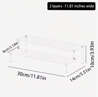 Inspire Picks Acrylic Stepped Perfume Display Rack Multi Tier Cosmetic & Vanity Organizer transparent 2layers