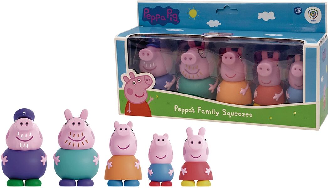Deqube Pack 5 Figuras de baño Familia Peppa Pig .