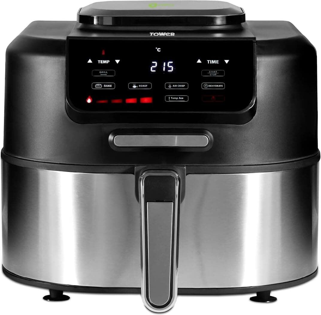Tower T17131 Vortx 5 in 1 Air Fryer and Grill with Crisper, 5.6L, 1700W, Black, New