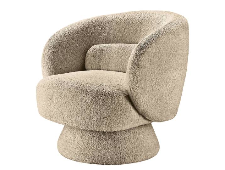 Drehbarer Loungesessel LANARE Braun/Beige/Taupe Bouclé 78 x 71 x 76cm