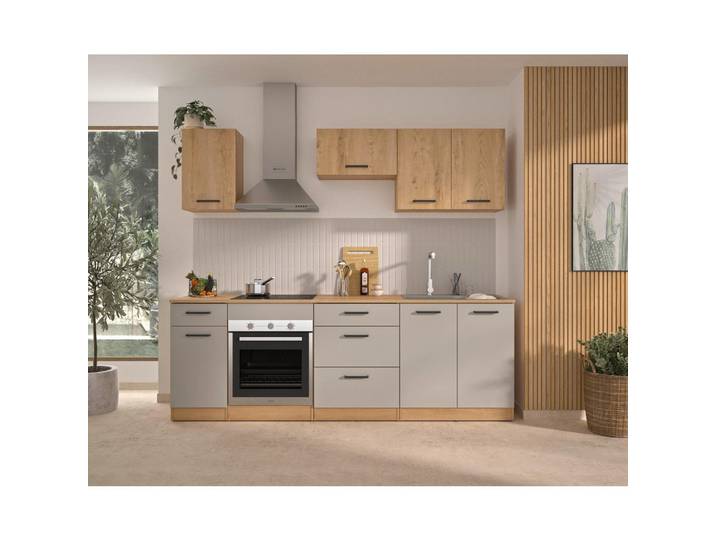 Mid.you Küchenleerblock, Beige, Beigebraun, Holzoptik, 4 Schublade(n) Schubladen, 240x211x60 cm, Küchen, Küchenzeilen & Küchenblöcke, Küchenzeilen ohne Geräte