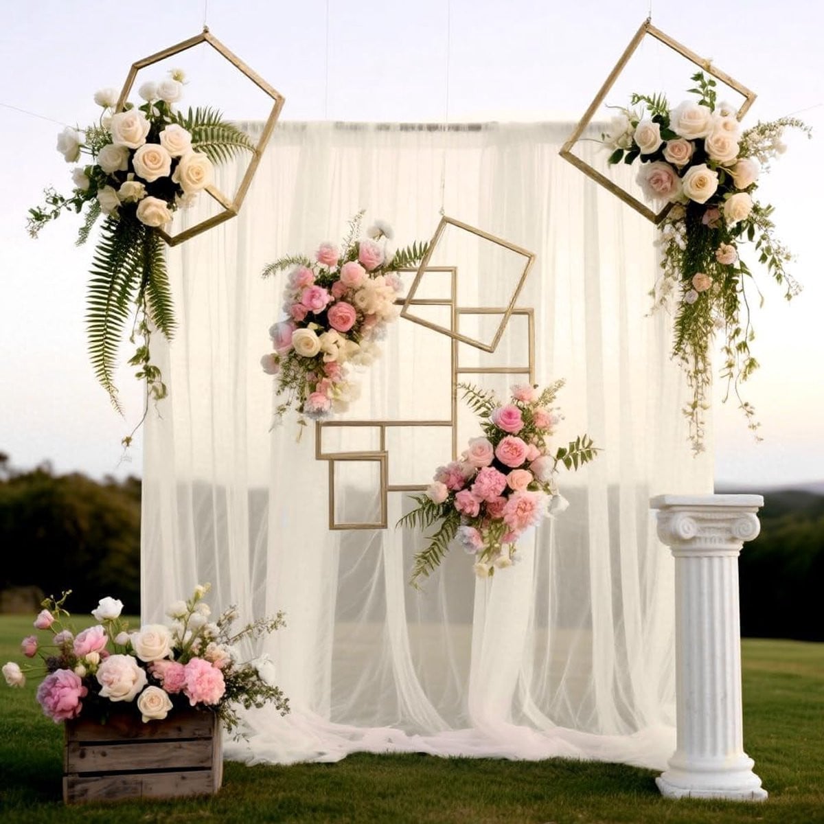 Zachte roze tule meterware decoratiestof voor bruiloften en ceremonies