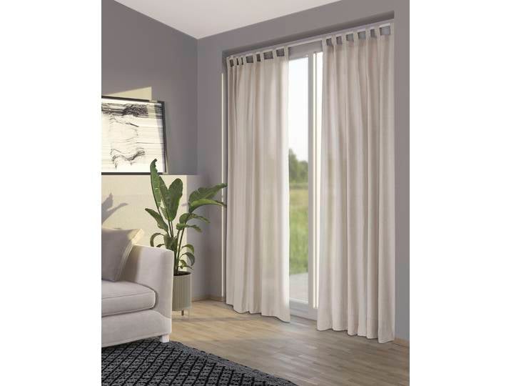 Vorhang PRIMERA Stone-Washed Gr. 1, beige, B:145cm H:250cm, Organza, Baumwolle, Gardinen, Vorhang, einzigartige Waschung mit praktischen Stoffschlaufen zum Aufhängen