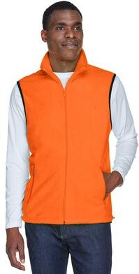 Harriton M985 Adult 8 oz. Fleece Vest in Safety Orange size XL