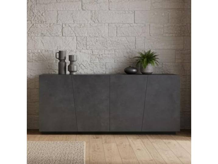 Dmora - Kommode Oscar, 4-türiges Küchen-Sideboard, Wohnzimmer-Buffet, 100 % Made in Italy, 200 x 43 x 86 cm, Schiefer,