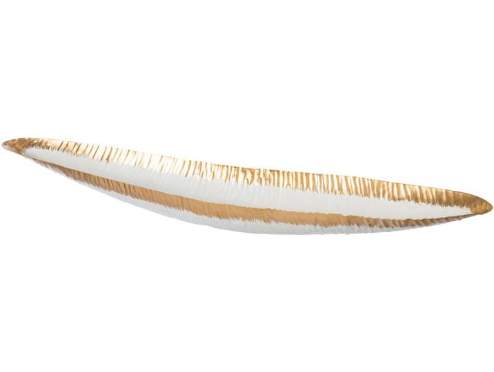 Dekoschale CREATIV DECO AGNES Weihnachtsdeko , gold (weiß, goldfarben), B:86cm H:8cm T:16cm, Metall, Dekoschalen, Dekoschale, mit Gold-Akzent