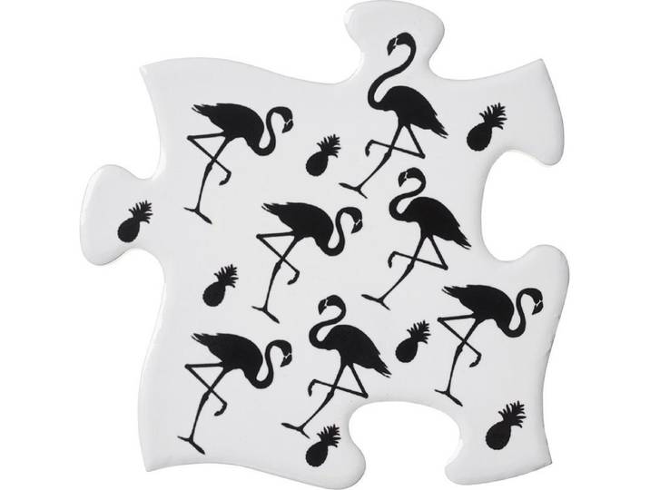 Alchemy Gothic Onderzetter Black Flamingo Puzzle Set van 4 Wit