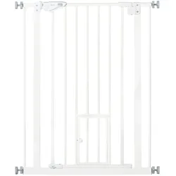 PawHut Hunde Türschutzgitter, 74-80 cm Baby Türgitter ohne Bohren, Stahl, Weiß