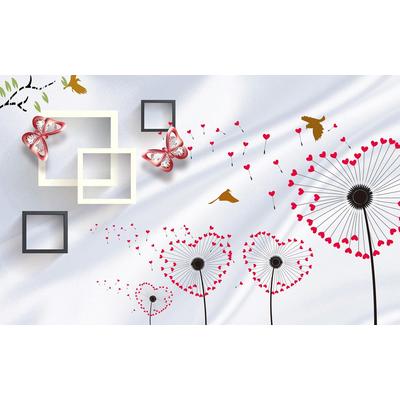 Fototapete PAPERMOON "Muster mit Schnmetterlingen und herzen", bunt, B:5m L:2,8m, Vlies, Tapeten
