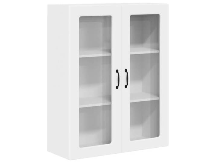 GPWERSDF Wandglas-Schrank Porto Weiß 80x31x100 cm Holzwerkstoff Wandmontiert, viel Stauraum, Regale, pflegeleicht, für moderne Küchen