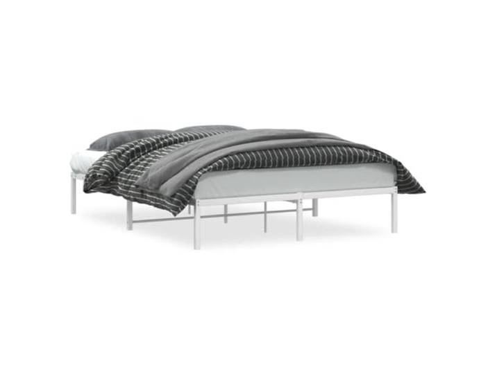 KKgypkn Metallbett 160x200 cm, Bettgestell aus Stahl in Weiß, mit Lattenrost und Mittelfüßen für Stabilität, zusätzlicher Stauraum unter dem Bett, robuste Konstruktion für Schlafzimmer