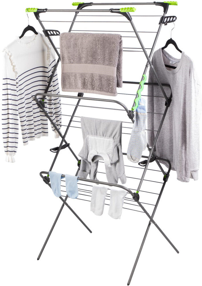 17 Stories Metal Foldable Freestanding Drying Rack 139cm H X 60cm W X 52cm D