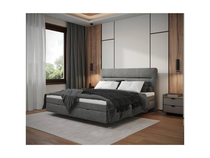 Mid.you Boxbett, Grau, Holz, H3, 140x200 cm, Bettkasten, gepolstertes Kopfteil, in verschiedenen Größen erhältlich, Schlafzimmer, Betten, Boxspringbetten