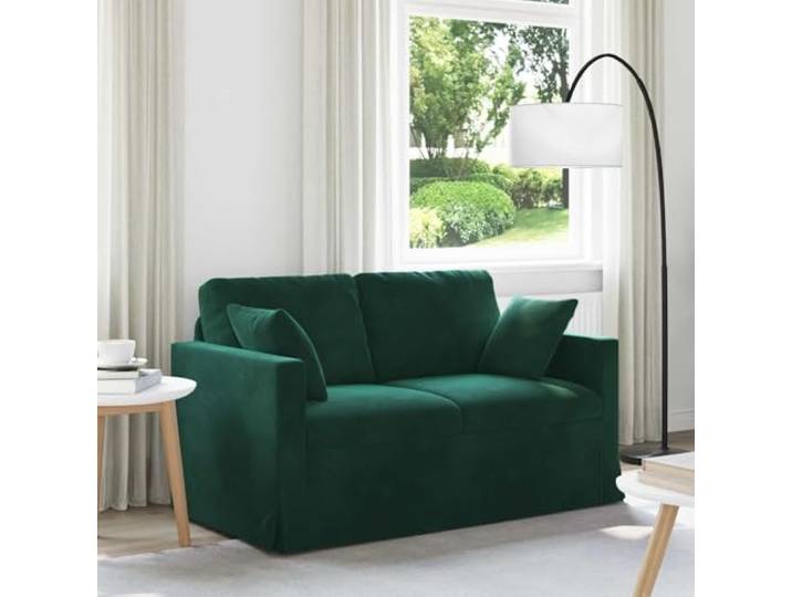 KFPOERTFGD Sofa Dunkelgrün Samt 2-Sitzer Wohnzimmer-Couch 138 x 78 x 80 cm Ergonomische Bauweise, Stabiler Metallrahmen, Modulares Design, Holzarmlehnen