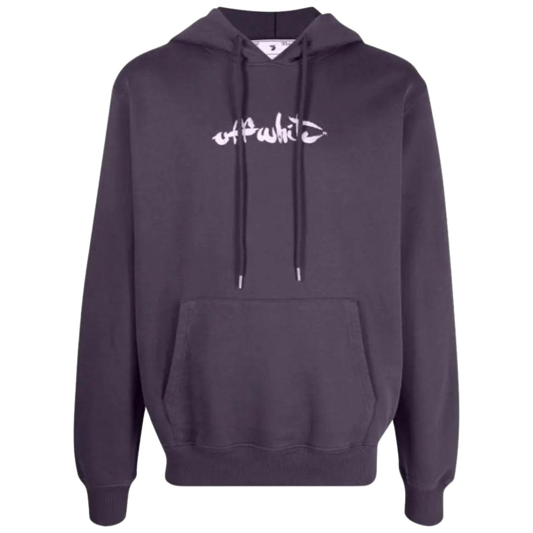 Off-White Paint Arrow Logo Slim Fit Kapuzenpullover in Aubergine-Lila