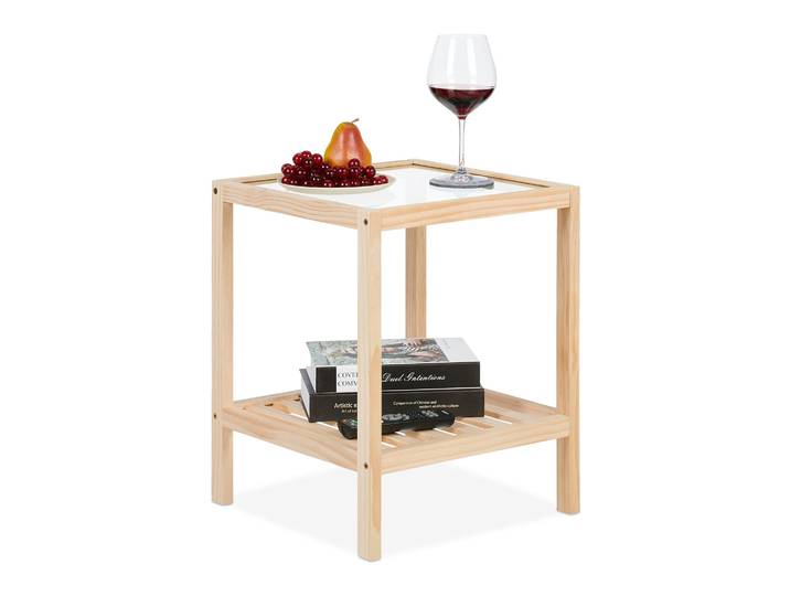 Beistelltisch mit Glasplatte Hellbraun-Transparent