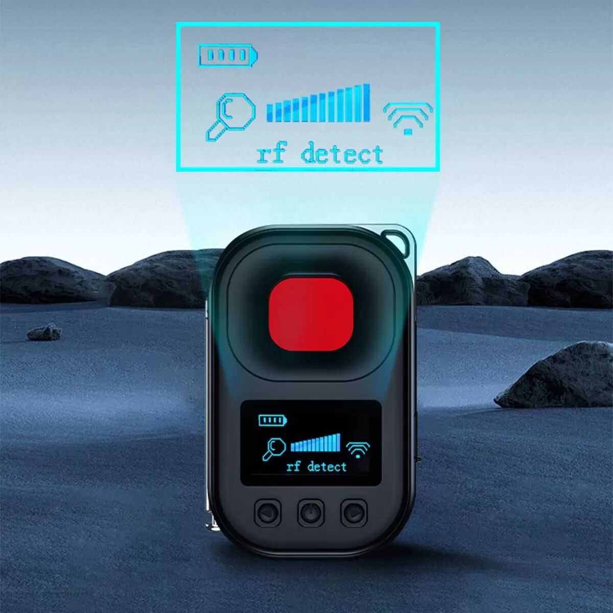 INF Détecteur de Caméra Cachée Noir - Signal RF, Infrarouge et Anti-localisation GPS avec Alarme par Vibration, Portée 0-10m