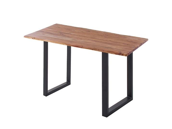 Massiver Baumkanten-Bartisch 120cm Braun/Akazie Braun Schwarz