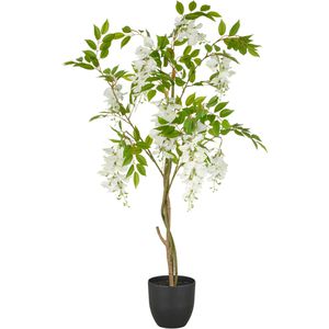 Creativ-green Kunstpflanze Wisteria weiß, Kunstbaum im Topf mit Kunststoffstamm, Höhe 100 cm