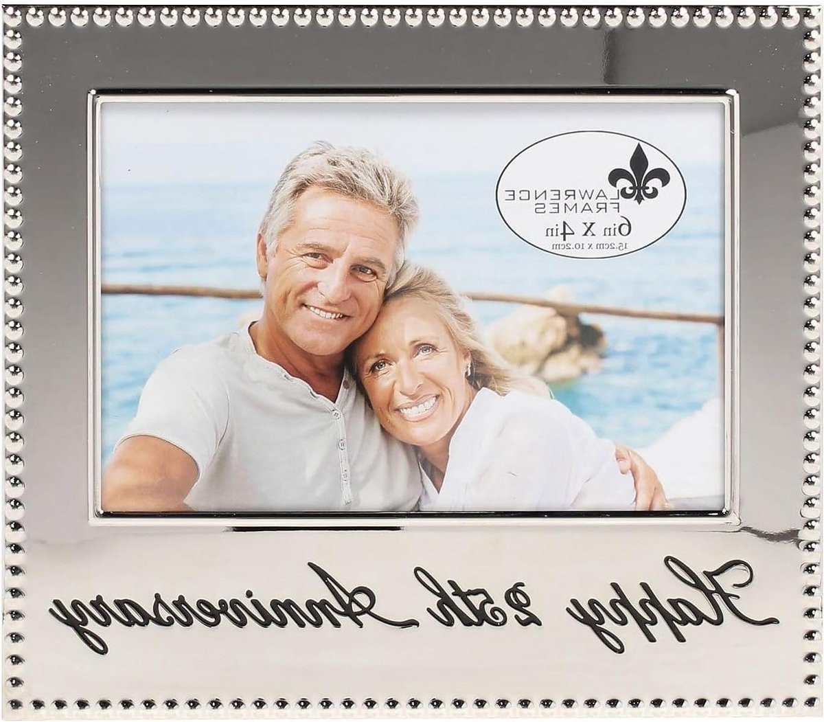 Zilveren Fotolijst Jubileum met Kralenrand Decoratie - 4x6 Inch