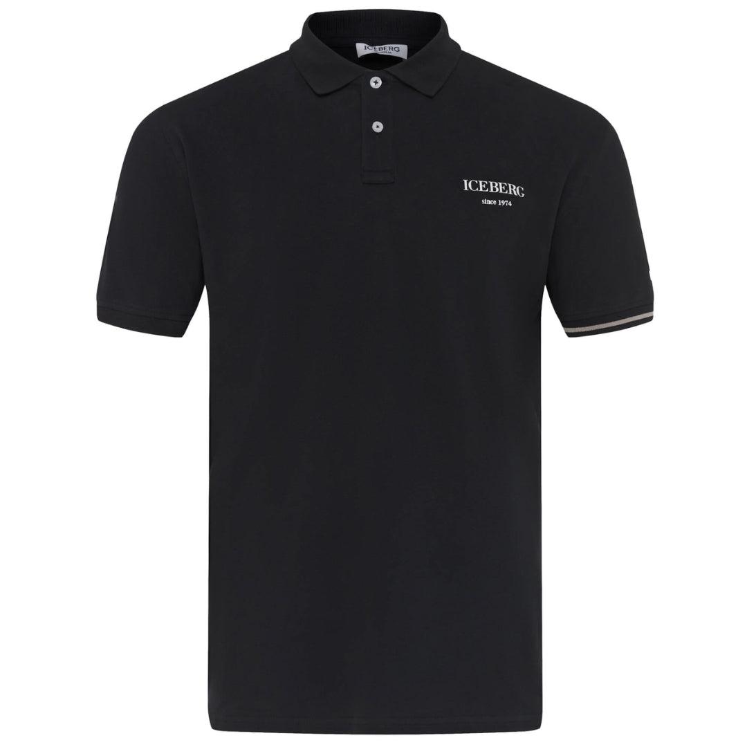 Schwarzes Poloshirt Mit Eisbergmotiv