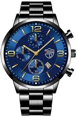 Uplifted Goods Sleek Classic Mens Wristwatch black Blue
