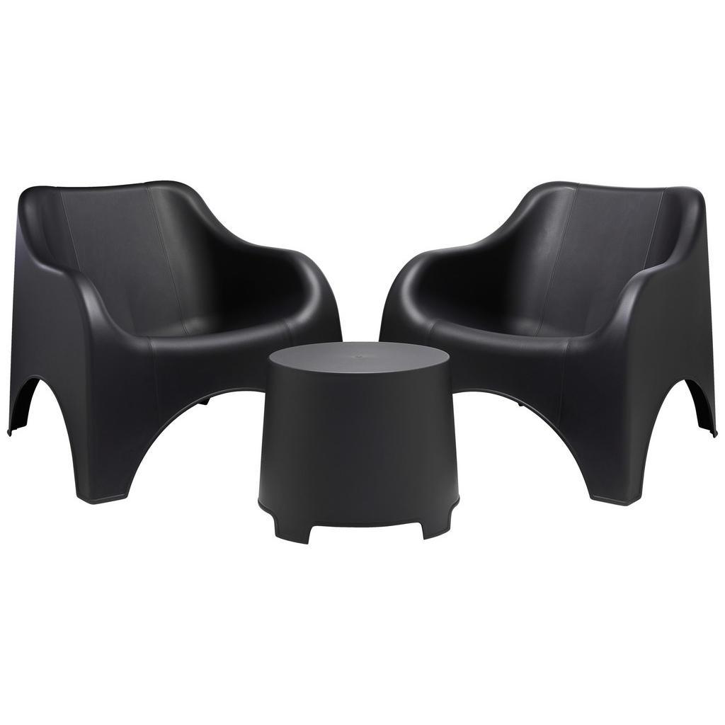 Balkonset, Anthrazit, Kunststoff, 3-teilig, Stühle stapelbar, platzsparend verstaubar, geeignet für Balkon, Balkonmöbel, Balkonmöbel-Set