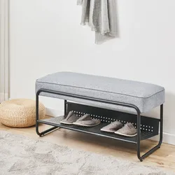 Schuhbank Lillehammer 90x37x42 cm Grau [en.casa]