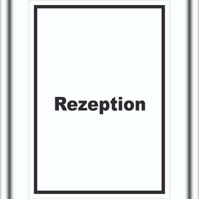 HB-Druck Rezeption Schild mit Text Anmeldung Eingang hochkant A0 (841x1189mm)