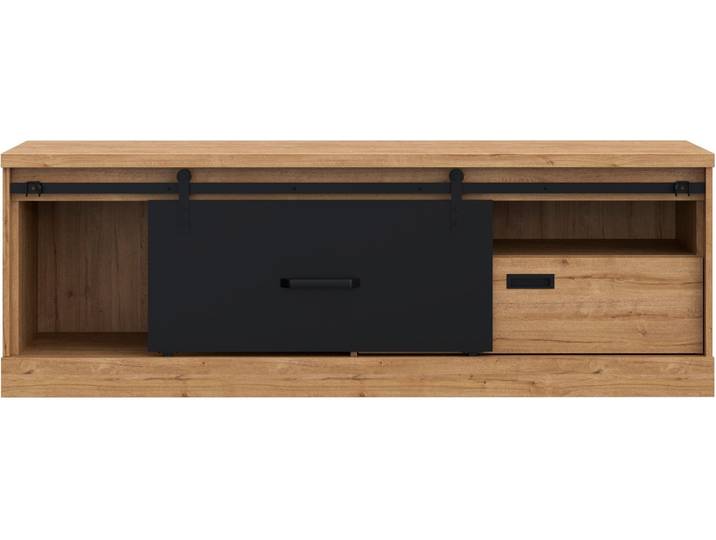 Lowboard FORTE KaszimiroTV-Board, TV-Schrank , schwarz (waterford eiche, schwarz), B:163,1cm H:56,2cm T:52cm, Holzwerkstoff, Sideboards, Lowboard