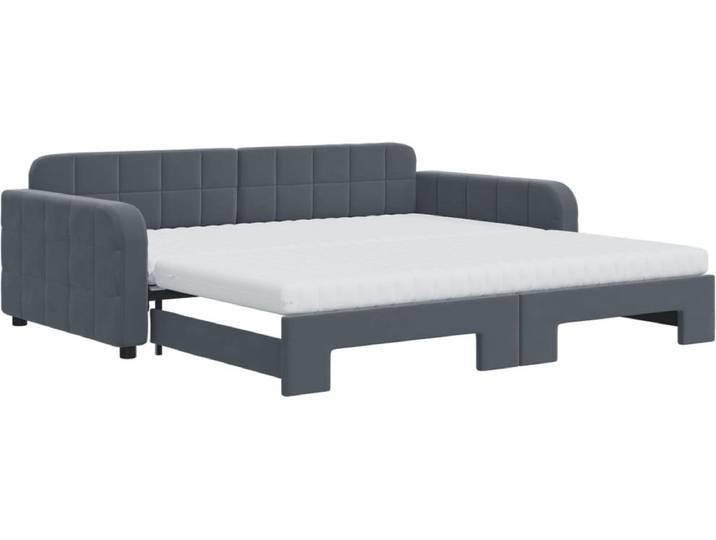 vidaXL - Slaapbank - onderschuifbed - matrassen - 100x200cm - fluweeldonkergrijs