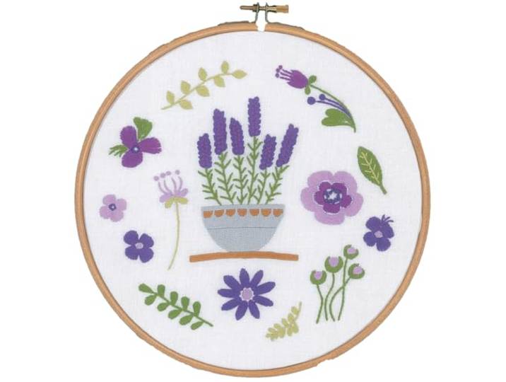 Vervaco Lavendel, borduurafbeelding voorgetekend borduurpakket met borduurwerk, katoen, meerkleurig, 20 x 20 x 0,3 cm