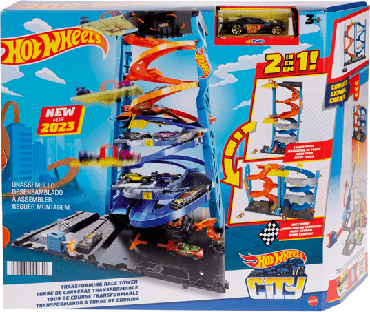 Hot Wheels City Transforming Race Tower Playset - 2-in-1 Racing Experience - 26 Feet Tall - For Ages 6 and Up